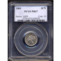 1883 3CN PR67 PCGS.