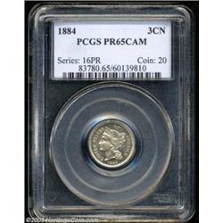 1884 3CN PR65 Cameo PCGS.