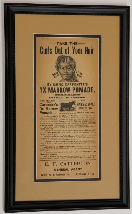 Antique Carpenter's Ox Marrow Pomade Ad Sign Black Hair