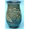 Image 1 : A Moorcroft ovoid vase decorated with fish swimming amongst reeds in a green and blue all over gl...