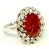 Hessonite Garnet 8.84CT / Diamond 0.47CT / 14K White Gold Ring 6.13 Gram