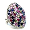 Image 2 : NATURAL CEYLON MIX SAPPHIRE 12.63CT / DIAMOND 0.65CT / 14K WHITE GOLD RING 16.59GRAM