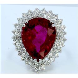 Natural Rubellite 15.18ct   Diamond 2.36ct