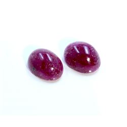 10 ct & up Cabuchon Ruby Oval Shaped ctw 10.93 2Pcs