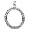 Image 1 : Sterling Silver Screw Top Diamond Cut Rope Coin Bezel - 40.6 mm