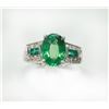 Image 1 : 14K W/G RING 4.33GRAM / DIAMOND RD 0.25CT / TSAVORITE 2.97CT