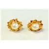 Image 1 : Natural Pearl Earring  14K Yellow Gold