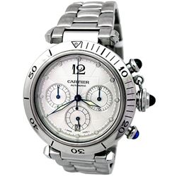 38mm Gents Cartier Stainless Steel Pasha Watch. Silver Dial. Stainless Steel Bezel. Stainless Steel 