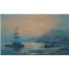 Image 1 : Hubert Thornley Oil on canvas Coastal scene with beached fishing boats and figures signed 9.5ins....