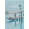 Image 1 : Giuseppe Vizzotto Alberti Watercolour Fisherman in boat before a shrine signed, inscribed Venezia...