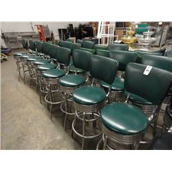 27 Green Padded Swivel Barstools w/Chrome Base - 27 Times the Money