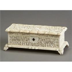 Chinese Export Carved Ivory Casket...