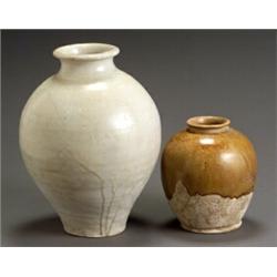 Two Chinese Glazed Pottery Jars...