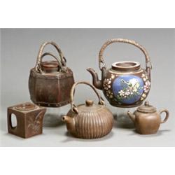 Group of Five Chinese Yizing Teapots...