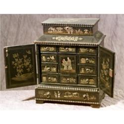 Chinese Export Gilt and Polychrome Lacquered Table Cabinet...