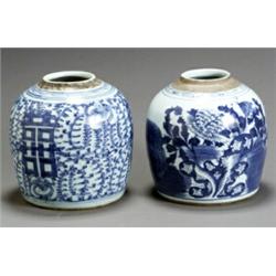 Two Chinese Export Blue and White Ginger Jars...