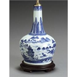 Chinese Export 'Canton' Blue and White Bottle-Form Vase...