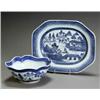 Image 1 : Chinese Export 'Canton' Blue and White Salad Bowl and Platter...