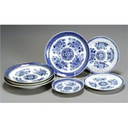 Group of Seven Chinese Export 'Blue Fitzhugh' Dishes...