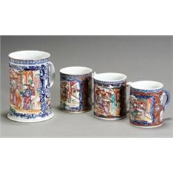 Four Chinese Export 'Mandarin Palette' Mugs...