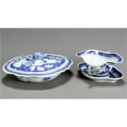 Two Chinese Export 'Canton' Blue and White Table Articles...