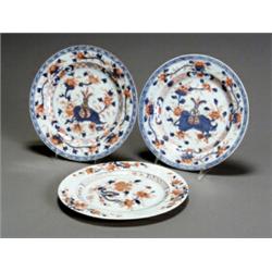 Three Chinese Export Imari Pattern Plates...