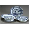 Image 1 : Three Chinese Export 'Canton' Blue and White Shallow Dishes...
