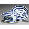 Image 1 : Chinese Export 'Canton' Blue and White Covered Tureen and Platter...