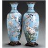 Image 1 : Pair of Japanese Powder Blue Ground CloisonnT Enamel Vases...