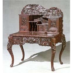 Japanese Stained Hinoki Wood Lady's Writing Desk...