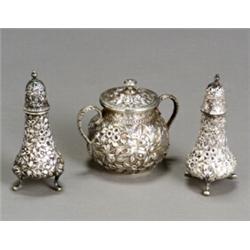 Group of Three American RepoussT Silver Table Articles...