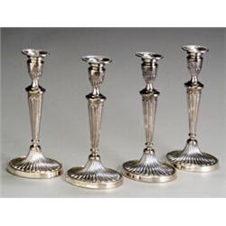 Set of Four George III Style Silver Plate Candlesticks...