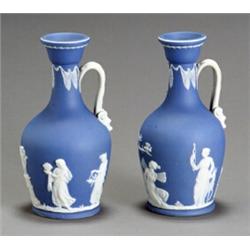 Pair of Wedgwood Light Blue Jasper Dip Ewers...