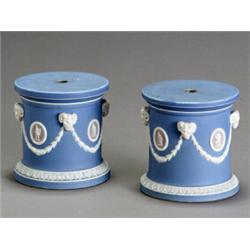 Pair of Wedgwood Light Blue and Lilac Jasper Dip Pedestals...