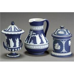 Three Wedgwood Dark Blue Jasper Dip Table Articles...