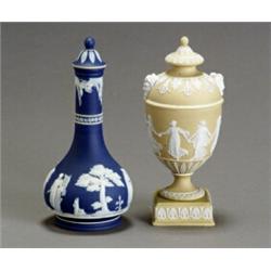 Wedgwood Yellow Jasper Dip Covered Urn and Dark Blue Jasper Dip Bottle...