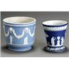 Image 1 : Two Wedgwood Blue Jasper Dip JardiniFres...