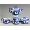 Image 1 : Wedgwood Assembled Four-Piece Dark Blue Jasper Dip Tea Set...