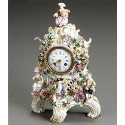 Continental Floral Encrusted Allegorical Mantel Clock of the Four Seasons...