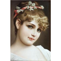 Austrian Porcelain Plaque of a Young Woman...