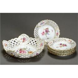 Meissen Reticulated Bowl and Six Dessert Plates...