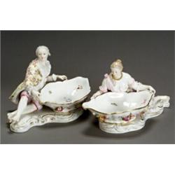 Pair of Meissen Figural Sweetmeat Dishes...