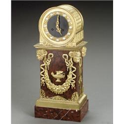 Charles X Ormolu Mounted Rouge Marble Mantel Clock...