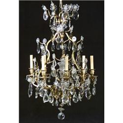 Louis XV Style Ormolu and Glass Six-Light Chandelier...