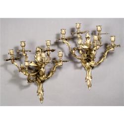 Pair of Louis XV Style Ormolu Six-Light Bras de LumiFre...