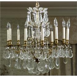 Louis XV Style Brass and Cut Glass Ten-Light Chandelier...