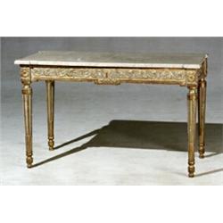 Louis XVI Style Parcel Gilt and Green Painted Pier Table...