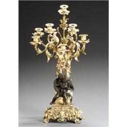 Louis XV Style Ormolu and Bronze Seven-Light Candelabrum...