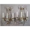 Image 1 : Set of Four Neoclassical Style Gilt Metal and Cut Glass Three-Light Bras de LumiFre...