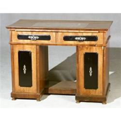 Biedermeier Parcel Ebonized Walnut Two-Pedestal Desk...